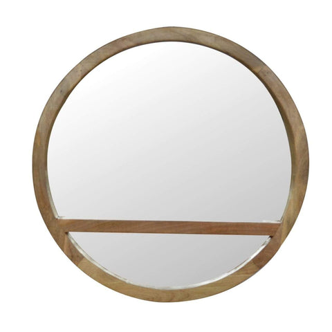 Wooden Round Mirror with 1 Shelf Mirrors Artisan Furniture 