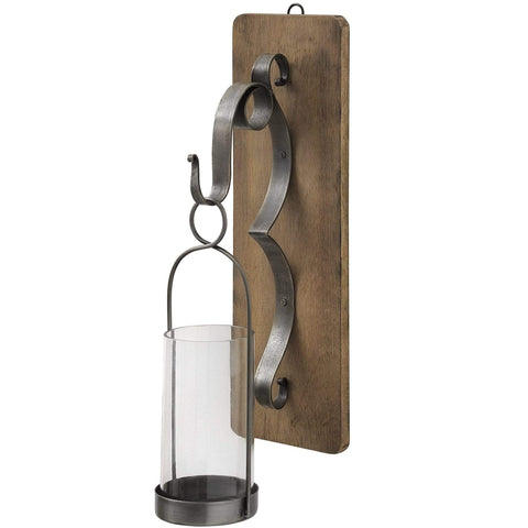 Wrought Iron Suspended Hurricane Wall Sconce - Ant. Pewter Accessories Hill Interiors 