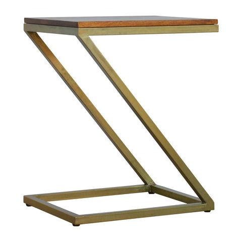 Z-shaped Golden Side Table Living Artisan Furniture 