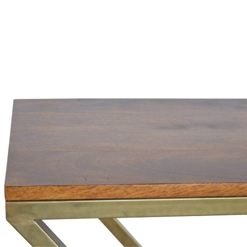 Z-shaped Golden Side Table Living Artisan Furniture 