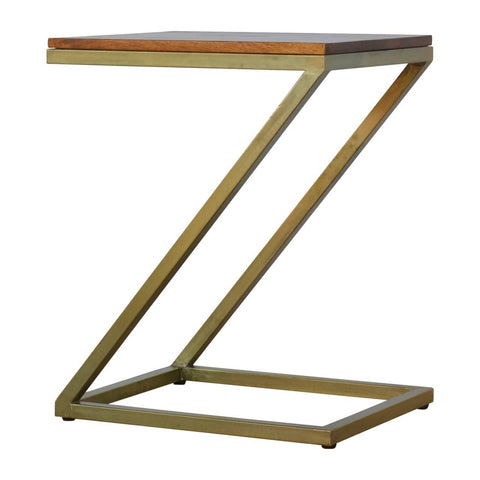 Z-shaped Golden Side Table Living Artisan Furniture 
