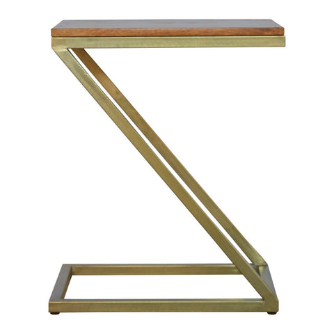 Z-shaped Golden Side Table Living Artisan Furniture 